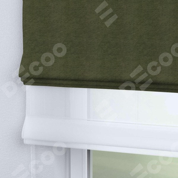 Римская штора «Кортин» день-ночь, ткань софт однотонный зелёный