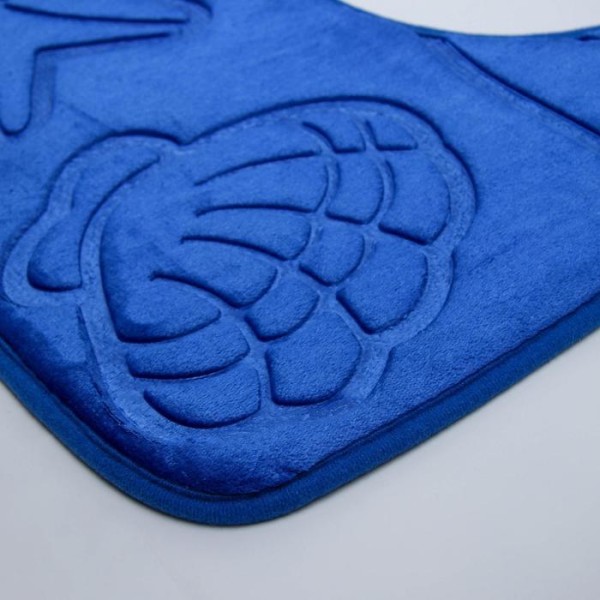 Набор ковриков для ванны и туалета Доляна «Ракушки», объёмные, 2 шт: 40×50, 50×80 см, цвет синий
