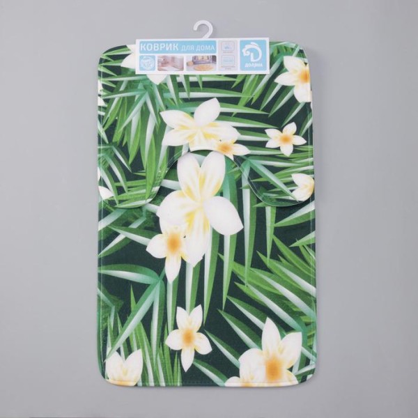 Набор ковриков для ванны и туалета Доляна «Гавайский цветок», 2 шт: 40×50, 50×80 см