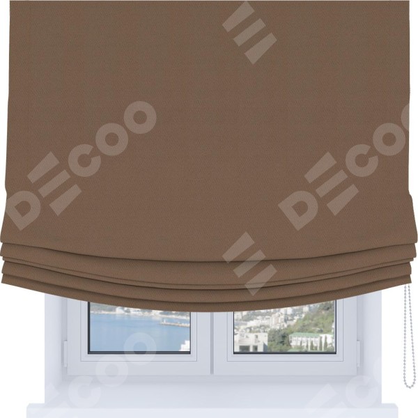 Римская штора Soft с мягкими складками, ткань блэкаут однотонный коричневый
